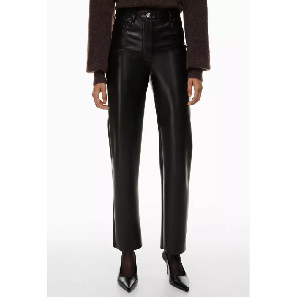 Aritzia Wilfred Women's Size 8 Melina Vegan Faux Leather Straight Pant Black